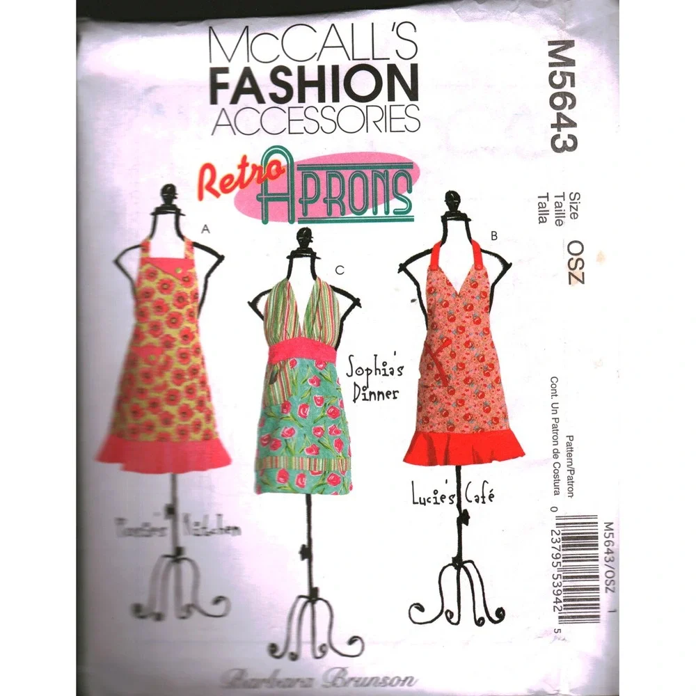 McCall's M5643 Retro Aprons Sewing Pattern Barbara Brunson Uncut OSZ One Size